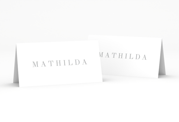 Tischkarte Hochzeit Filigrana Tischkarten in reduziertem Design mit Initialen und zartem Blätterkranz