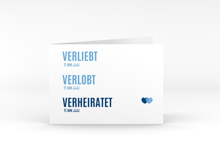 Danksagungskarte Hochzeit Couple A6 Klappkarte quer blau