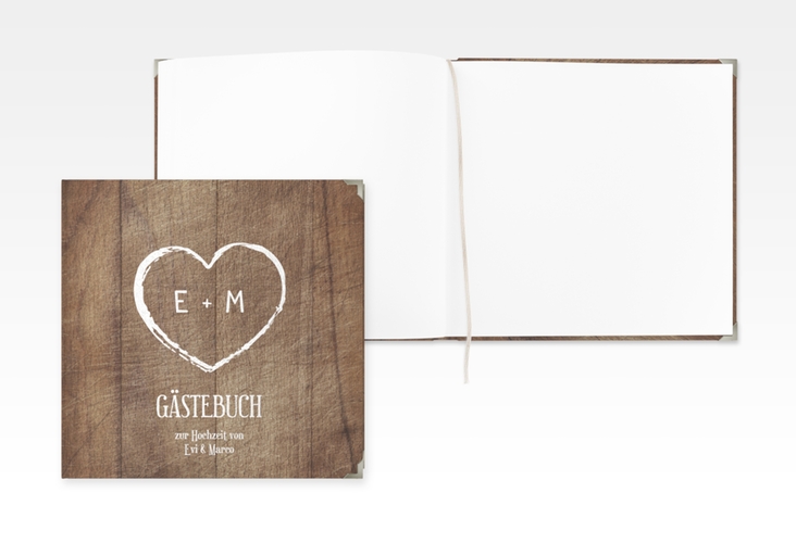 Gästebuch Selection Hochzeit Wood Leinen-Hardcover braun
