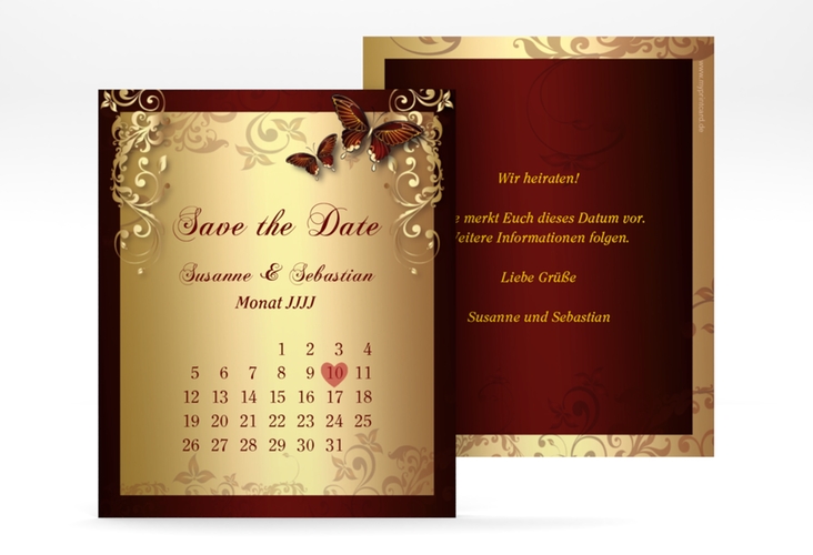 Save the Date-Kalenderblatt Toulouse Kalenderblatt-Karte rot hochglanz