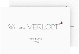 Klick: Details zu Verlobungskarte Hochzeit "Twohearts" anzeigen Verlobungskarte Hochzeit Twohearts A6 Postkarte rot