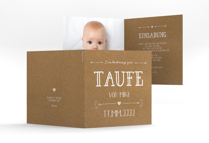 Taufeinladung Lettering quadr. Klappkarte