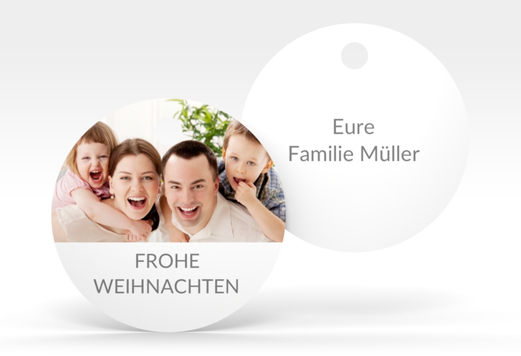 Geschenkanhänger Weihnachten Cozy Geschenkanhänger, rund hochglanz zum Personalisieren mit Bild