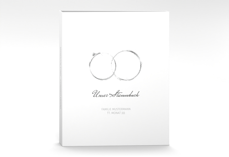 Stammbuch A4 Trauringe Stammbuch A4 grau minimalistisch gestaltet mit zwei Eheringen