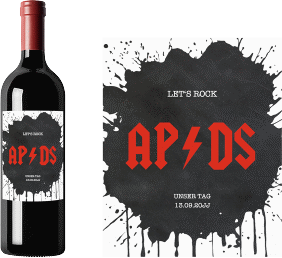 Weinetikett zur Hochzeit "Hardrock"