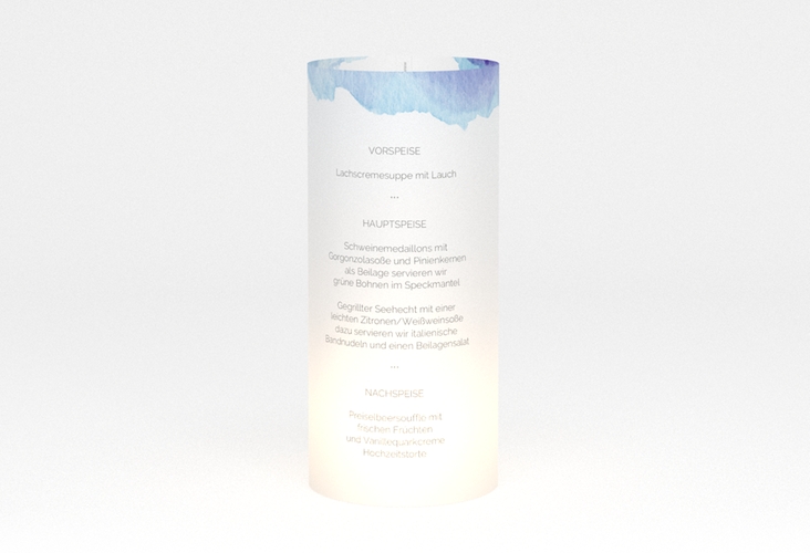 Windlicht Menü Hochzeit "Aquarella" Windlicht blau