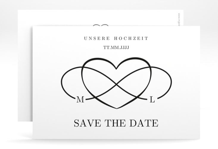 Save the Date-Karte Infinity A6 Karte quer schwarz hochglanz
