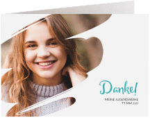 Danksagung Jugendweihe Youngster A6 Klappkarte quer tuerkis