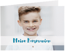 Einladung Kommunion Strength A6 Klappkarte quer blau