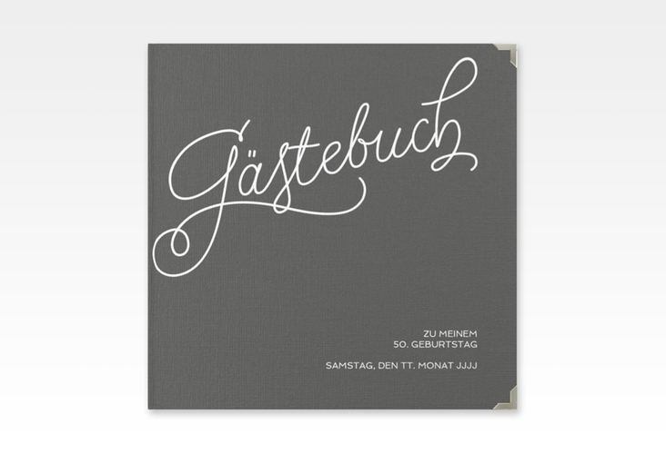 Gästebuch Selection Geburtstag Schwungvoll Leinen-Hardcover grau