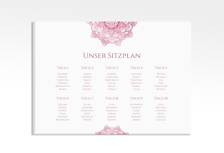 Sitzplan Leinwand Hochzeit Delight 70 x 50 cm Leinwand pink