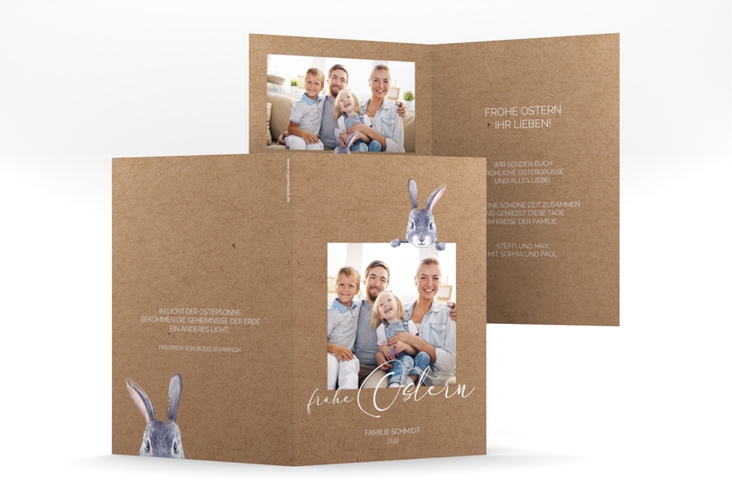 Osterkarte Osterpost A6 Klappkarte hoch Kraftpapier