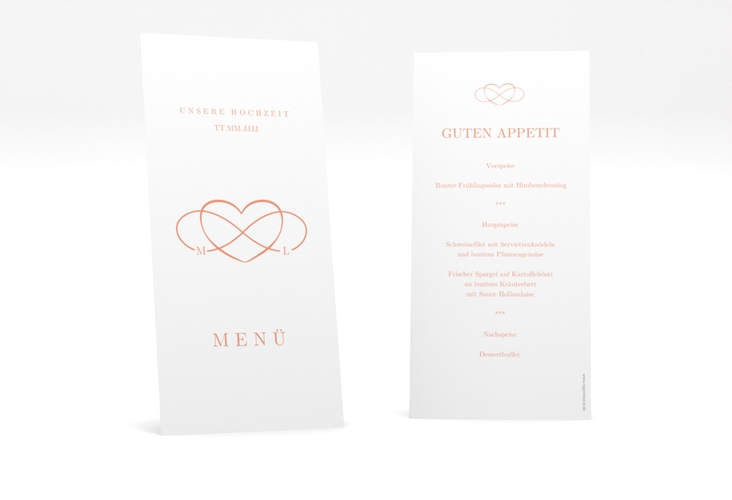 Menükarte Hochzeit Infinity lange Karte hoch apricot