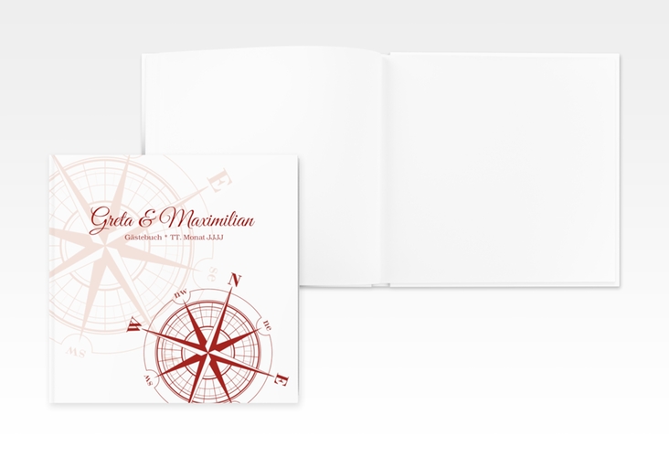 Gästebuch Creation Hochzeit Windrose 20 x 20 cm, Hardcover rot