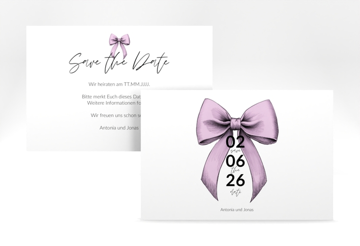 Save the Date-Karte Schleife A6 Karte quer rosa