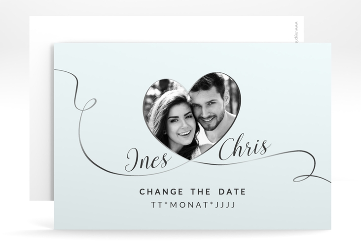 Change the Date-Karte Hochzeit Dolce A6 Karte quer tuerkis hochglanz