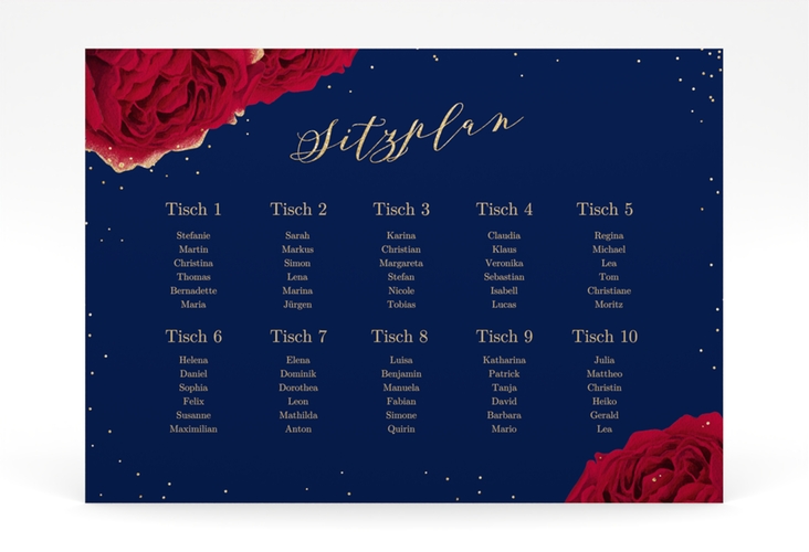 Sitzplan Poster Hochzeit Cherie 70 x 50 cm Poster