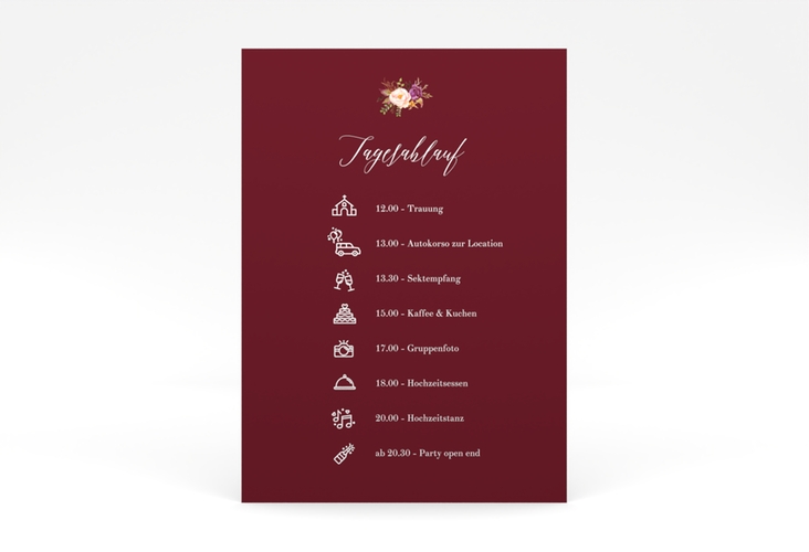 Tagesablauf Poster Hochzeit Prachtvoll 50 x 70 cm Poster rot