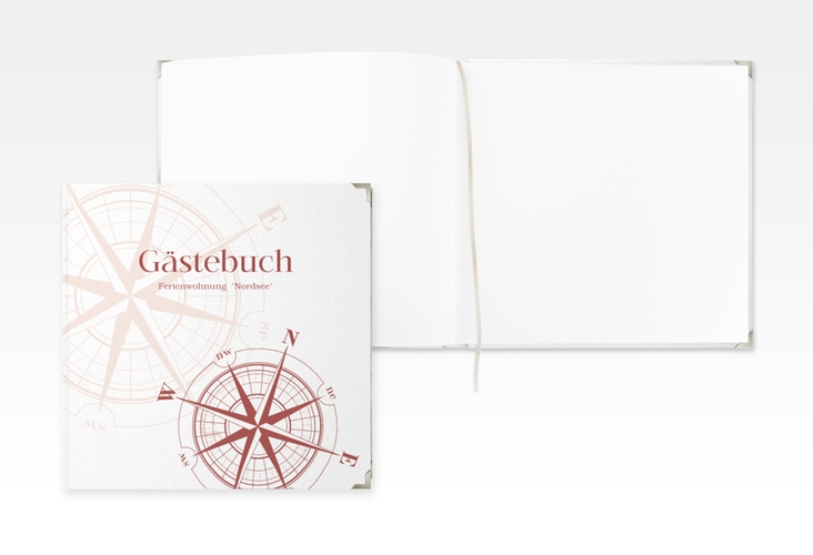 Gästebuch Selection Ferienwohnung Nordsee Leinen-Hardcover rot mit Windrose