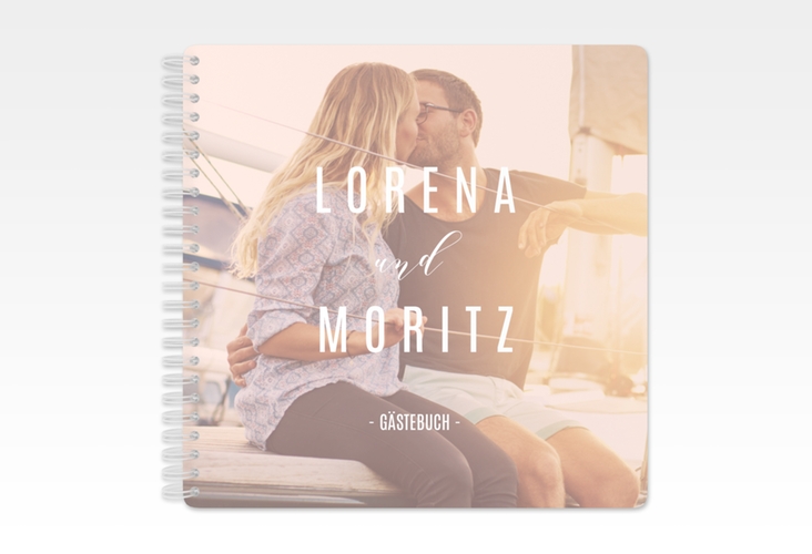 Gästebuch Hochzeit Memory Ringbindung rosa