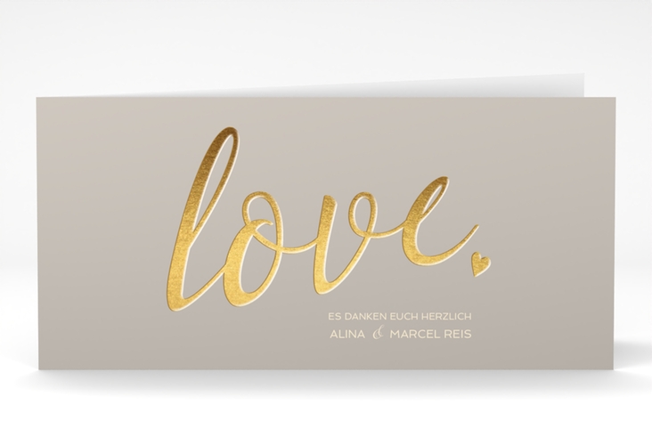 Danksagung Hochzeit Glam lange Klappkarte quer grau hochglanz