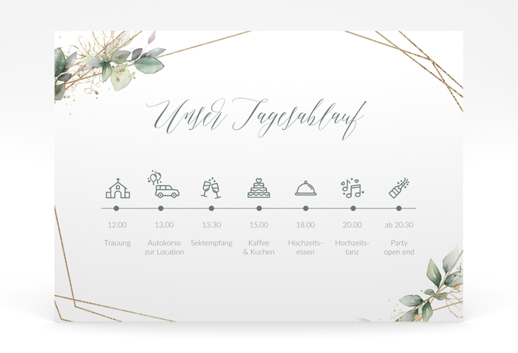 Tagesablauf Poster Hochzeit Greenish 70 x 50 cm Poster
