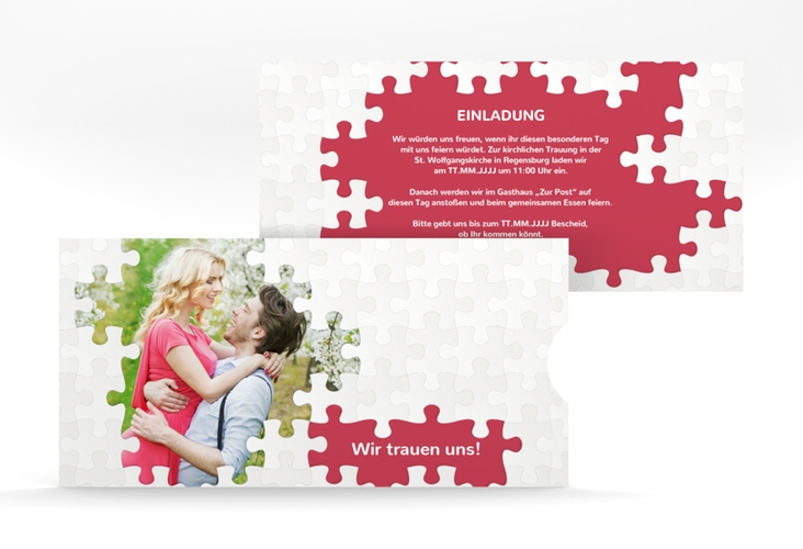 Hochzeitseinladung Puzzle Einsteckkarte rot