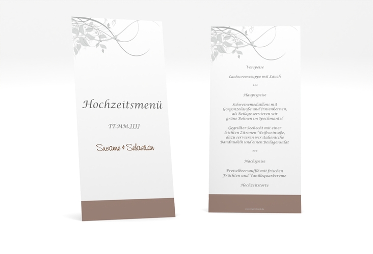 Menükarte Hochzeit "Florenz" lange Karte hoch braun