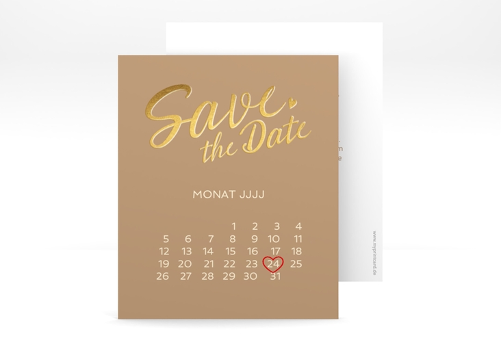 Save the Date-Kalenderblatt Glam Kalenderblatt-Karte beige hochglanz