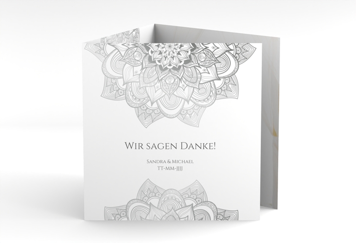 Dankeskarte Hochzeit Delight quadr. Doppel-Klappkarte grau hochglanz