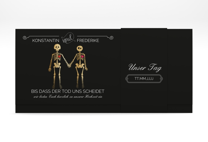 Hochzeitseinladung Bones Wickelfalzkarte + Banderole