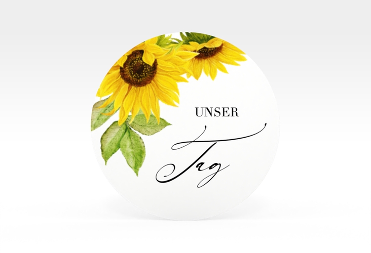Aufkleber Hochzeit Sonnenblume Aufkleber, selbstklebend, rund
