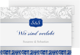 Klick: Details zu Verlobungskarte Hochzeit "Latina" anzeigen Verlobungskarte Hochzeit "Latina" A6 Postkarte blau