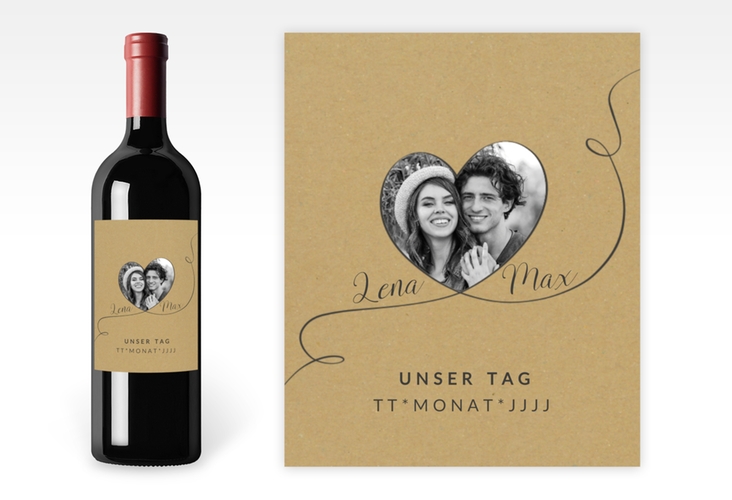 Weinetikett zur Hochzeit Herzensbund Etikett Weinflasche 4er Set