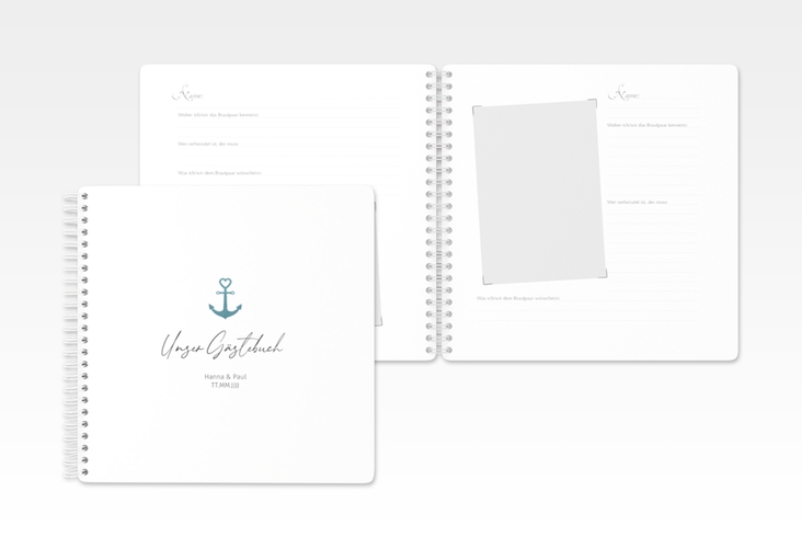 Gästebuch Hochzeit Ankerliebe Ringbindung im minimalistischen maritimen Design mit Anker