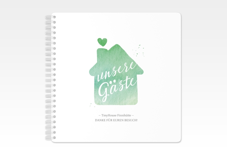 Gästebuch Ferienwohnung Tiny House Ringbindung mit Aquarell-Häuschen