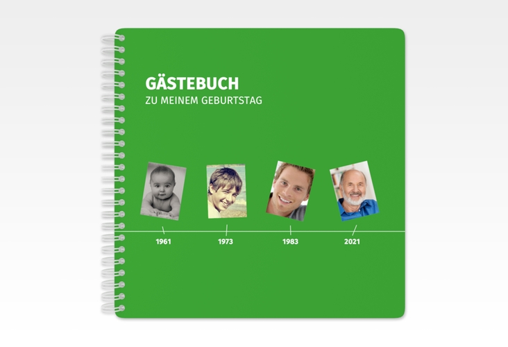 Gästebuch Geburtstag Timeline Ringbindung gruen