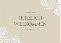 Klick: Details zu Willkommensschild Poster "Vintage" anzeigen Willkommensschild Poster Vintage 70 x 50 cm Poster beige mit floraler Spitze