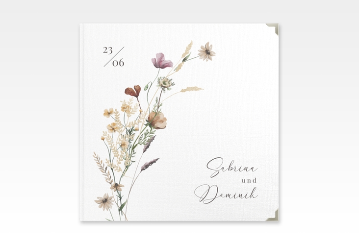 Gästebuch Selection Hochzeit Sauvages Leinen-Hardcover mit getrockneten Wiesenblumen