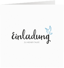Einladung Taufe Belief quadr. Klappkarte blau mit Symbol einer Taube