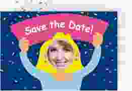 Save the Date-Postkarte Geburtstag Comic Woman A6 Postkarte blau
