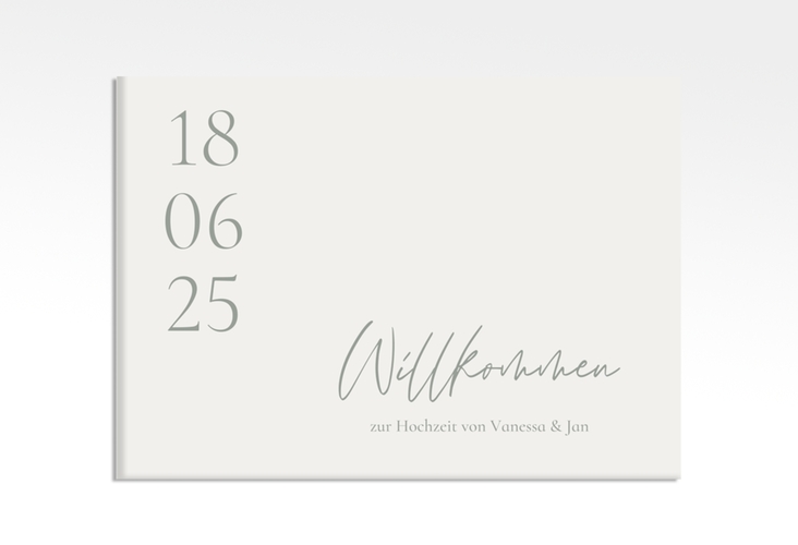 Willkommensschild Leinwand Day 70 x 50 cm Leinwand weiss mit Datum im minimalistischen Design