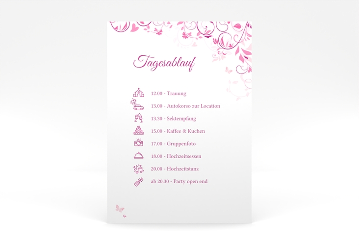 Tagesablauf Poster Hochzeit Lilly 50 x 70 cm Poster pink