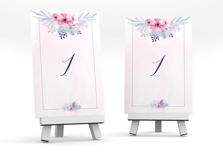 Tischnummer Hochzeit Surfinia Tischaufsteller rosa