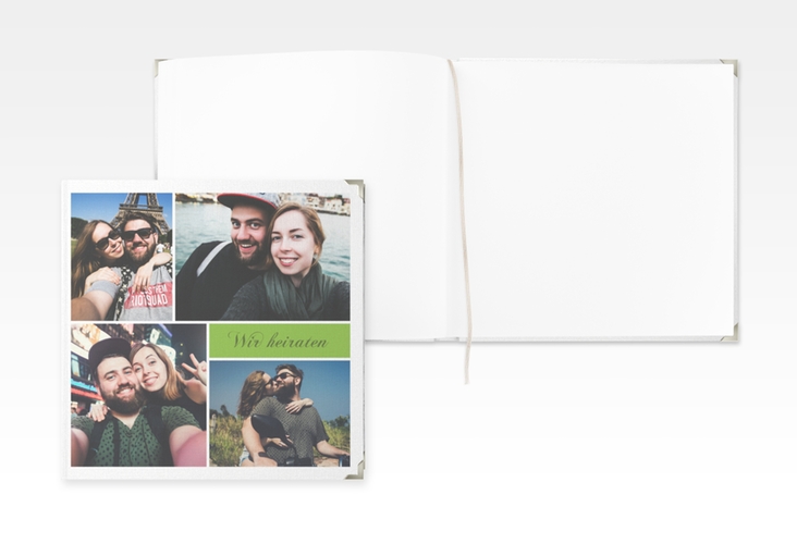 Gästebuch Selection Hochzeit Collage Leinen-Hardcover gruen