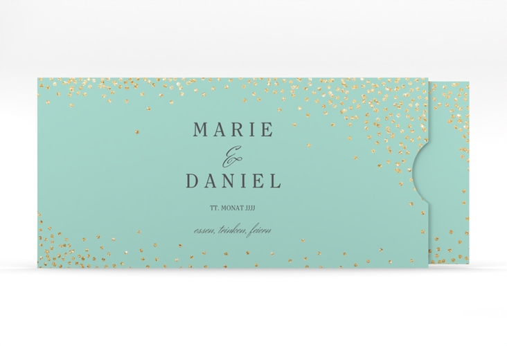 Hochzeitseinladung Glitter Einsteckkarte mint hochglanz