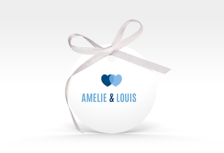 Geschenkanhänger Hochzeit Couple Geschenkanhänger, rund blau