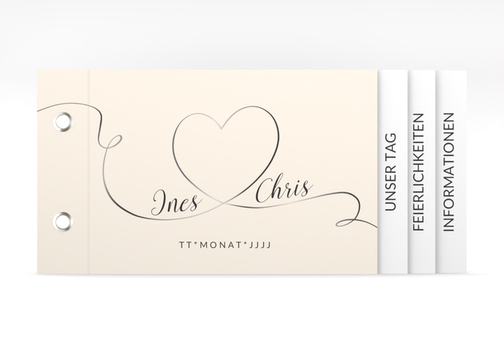 Hochzeitseinladung Dolce Booklet beige hochglanz