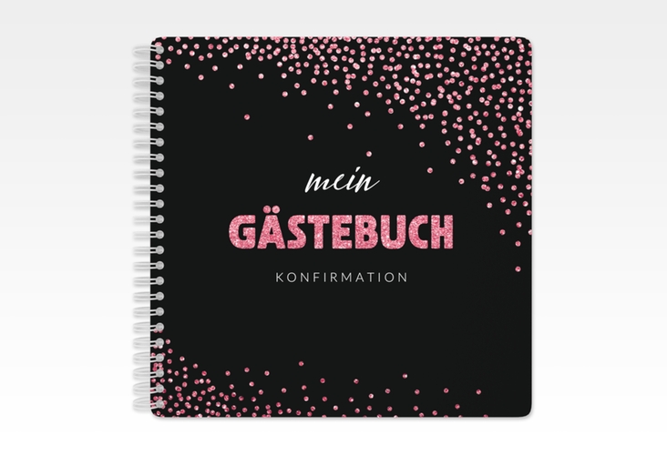 Gästebuch Konfirmation Glow Ringbindung pink