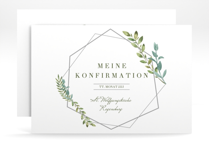 Konfirmationseinladung Unction A6 Karte quer grau hochglanz